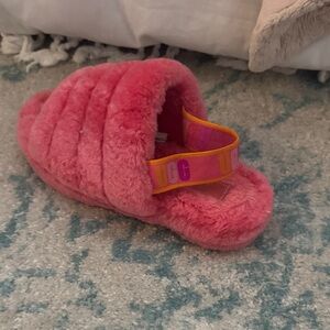 UGG Vibrant Pink Fluffy Slides